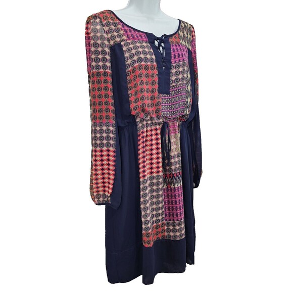 Anthropologie MAEVE Patchwork Dress Blouson Balloon Sleeve Boho Hippie Womens M - Picture 6 of 15